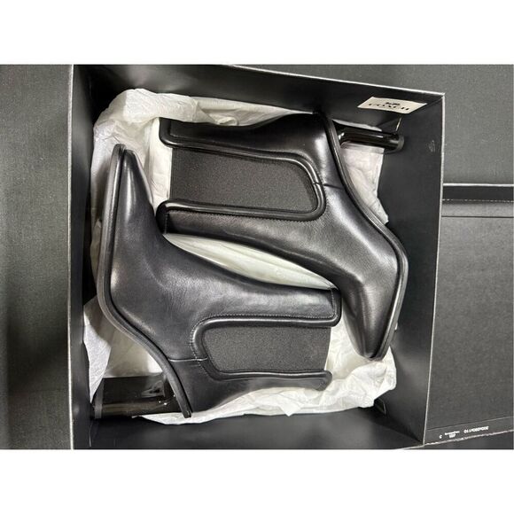 New Coach Black Leather Geneva Heeled Bootie 6 - Picture 1 of 6